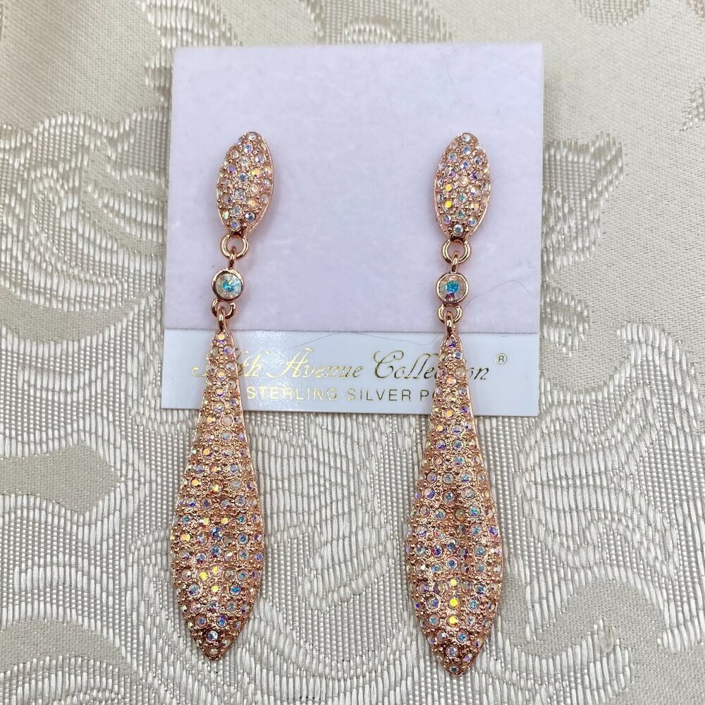 Fifth Avenue Rose Gold Crystal Dangle Earrings NWT​​​
